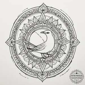 Seagull, tattoo line art, vibrant colors, ful... - эскиз тату (№1755172414_0, 14.08.2025 11:53) — tattoo-photo.ru
