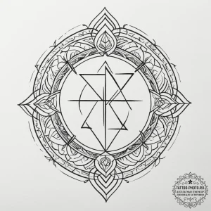 127. tattoo design: a "rod" rune with intertw... - эскиз тату (№1755179431_0, 14.08.2025 13:50) — tattoo-photo.ru