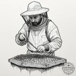 A beekeeper inspecting a honeycomb frame., in… — эскиз тату (№1755179634_0, 14.08.2025 13:53) — tattoo-photo.ru