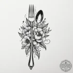 Tattoo design a fork on one, a spoon on the o… — эскиз тату (№1755180836_0, 14.08.2025 14:13) — tattoo-photo.ru