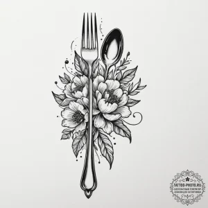 Tattoo design a fork on one, a spoon on the o... - эскиз тату (№1755180836_0, 14.08.2025 14:13) — tattoo-photo.ru
