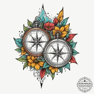 Tattoo sketch a pair of compasses, one showin... - эскиз тату (№1755181854_0, 14.08.2025 14:30) — tattoo-photo.ru