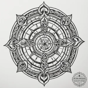 Tattoo design a zodiac glyph disguised as par... - эскиз тату (№1755182267_0, 14.08.2025 14:37) — tattoo-photo.ru