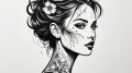 Tattoo design a woman's silhouette composed o... - эскиз тату (№1755182664_0, 14.08.2025 14:44) — tattoo-photo.ru