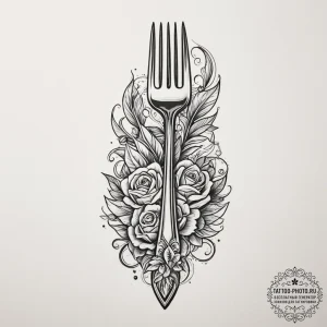 Tattoo design a fork on one, a spoon on the o... - эскиз тату (№1755183847_0, 14.08.2025 15:04) — tattoo-photo.ru