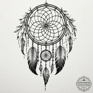 Tattoo design a dreamcatcher with a misty, et... - эскиз тату (№1755184055_0, 14.08.2025 15:07) — tattoo-photo.ru