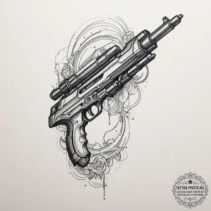 Tattoo design a glowing plasma rifle with sle... - эскиз тату (№1755184255_0, 14.08.2025 15:10) — tattoo-photo.ru