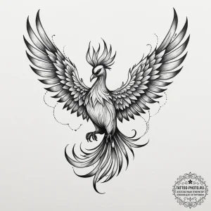 Tattoo design a watercolor phoenix, ethereal... - эскиз тату (№1755187077_0, 14.08.2025 15:57) — tattoo-photo.ru