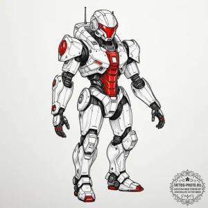 Mech suit, artistic tattoo sketch, black and... - эскиз тату (№1755187513_0, 14.08.2025 16:05) — tattoo-photo.ru