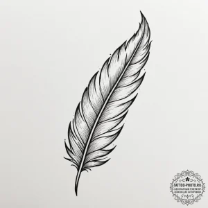 Tattoo sketch a small, elegant feather on the... - эскиз тату (№1755188139_0, 14.08.2025 16:15) — tattoo-photo.ru