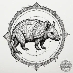 An armadillo, tattoo drawing outline, on a cl... - эскиз тату (№1755189354_0, 14.08.2025 16:35) — tattoo-photo.ru