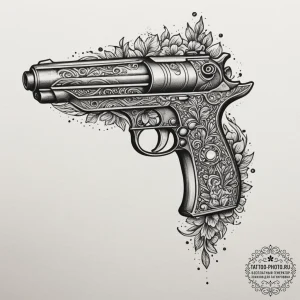 Tattoo sketch a plasma pistol with an active... - эскиз тату (№1755190762_0, 14.08.2025 16:59) — tattoo-photo.ru