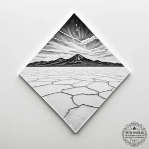 A shot of the salt flats in bolivia, creating... - эскиз тату (№1755191550_0, 14.08.2025 17:12) — tattoo-photo.ru