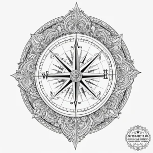 Tattoo design a compass on one partner, a wor... - эскиз тату (№1755191747_0, 14.08.2025 17:15) — tattoo-photo.ru