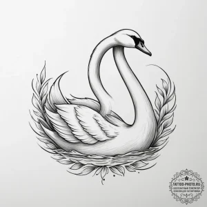 Tattoo sketch a graceful swan, symbolizing pu... - эскиз тату (№1755191942_0, 14.08.2025 17:19) — tattoo-photo.ru