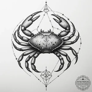Tattoo design a cancer crab as a guardian of... - эскиз тату (№1755192336_0, 14.08.2025 17:25) — tattoo-photo.ru