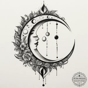 Tattoo sketch a moon phase where each phase i... - эскиз тату (№1755194121_0, 14.08.2025 17:55) — tattoo-photo.ru