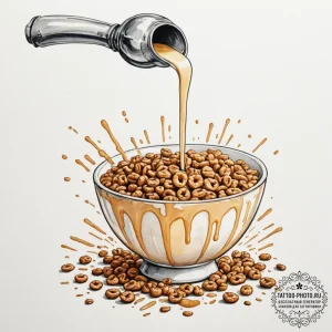 A shot of a glass of milk being poured into a... - эскиз тату (№1755195915_0, 14.08.2025 18:25) — tattoo-photo.ru