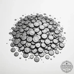 Tattoo sketch a pixelated "coin block" with c... - эскиз тату (№1755197095_0, 14.08.2025 18:44) — tattoo-photo.ru