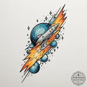 Tattoo sketch a comet's path, starting on one... - эскиз тату (№1755197292_0, 14.08.2025 18:48) — tattoo-photo.ru