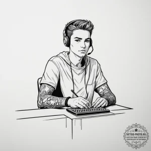 Tattoo design a minimalist silhouette of a ga... - эскиз тату (№1755197885_0, 14.08.2025 18:58) — tattoo-photo.ru
