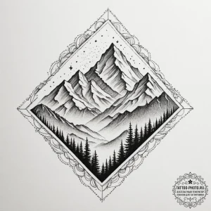 Tattoo sketch a minimalist mountain range spl... - эскиз тату (№1755198080_0, 14.08.2025 19:01) — tattoo-photo.ru