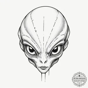 Tattoo sketch a stylized alien's head with la... - эскиз тату (№1755198276_0, 14.08.2025 19:04) — tattoo-photo.ru