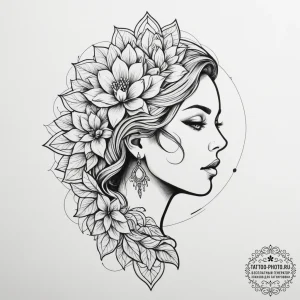 Tattoo sketch a silhouette of a woman's profi... - эскиз тату (№1755198473_0, 14.08.2025 19:07) — tattoo-photo.ru