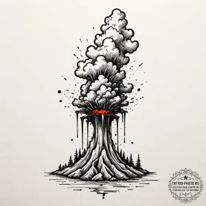 Tattoo sketch a geyser erupting with controll... - эскиз тату (№1755200846_0, 14.08.2025 19:47) — tattoo-photo.ru