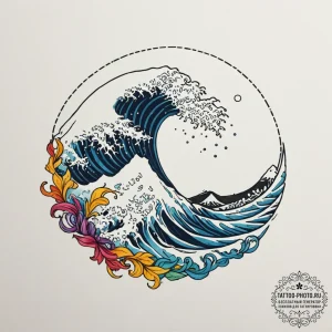 Tattoo design a powerful wave cresting, embod... - эскиз тату (№1755203046_0, 14.08.2025 20:24) — tattoo-photo.ru