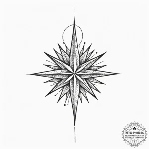 Tattoo sketch a single, glowing "north star"... - эскиз тату (№1755203442_0, 14.08.2025 20:30) — tattoo-photo.ru