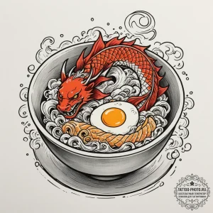 A steaming bowl of authentic japanese ramen,... - эскиз тату (№1755204641_0, 14.08.2025 20:50) — tattoo-photo.ru