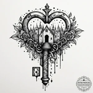 Tattoo design a stylized dungeon key with a u... - эскиз тату (№1755207865_0, 14.08.2025 21:44) — tattoo-photo.ru