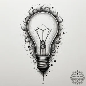 Tattoo design a lightbulb emitting powerful i... - эскиз тату (№1755208660_0, 14.08.2025 21:57) — tattoo-photo.ru