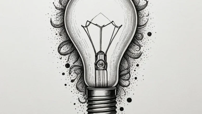 Tattoo design a lightbulb emitting powerful i... - эскиз тату (№1755208660_0, 14.08.2025 21:57) — tattoo-photo.ru