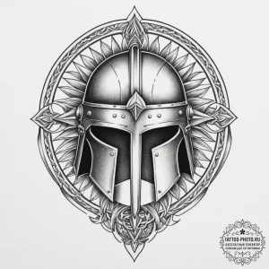 Tattoo sketch a roman legionnaire's helmet wi... - эскиз тату (№1755209654_0, 14.08.2025 22:14) — tattoo-photo.ru