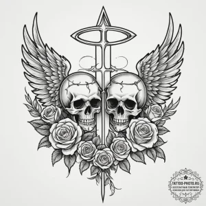 Tattoo sketch a pair of wings representing gu... - эскиз тату (№1755210461_0, 14.08.2025 22:27) — tattoo-photo.ru