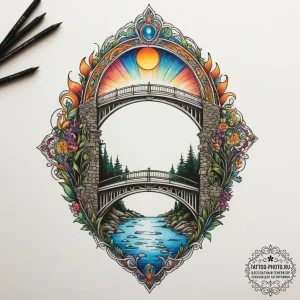 Tattoo sketch a stylized "bridge" that connec... - эскиз тату (№1755212867_0, 14.08.2025 23:07) — tattoo-photo.ru