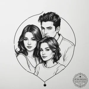 Tattoo sketch a family portrait in a simple,... - эскиз тату (№1755213065_0, 14.08.2025 23:11) — tattoo-photo.ru