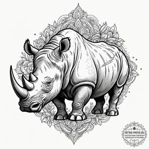 Tattoo design a charging rhinoceros, represen... - эскиз тату (№1755213263_0, 14.08.2025 23:14) — tattoo-photo.ru