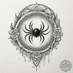 Tattoo sketch: a spiderweb motif, representin... - эскиз тату (№1755214054_0, 14.08.2025 23:27) — tattoo-photo.ru