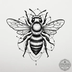 Tattoo design a small, intricate bee, symboli... - эскиз тату (№1755214451_0, 14.08.2025 23:34) — tattoo-photo.ru