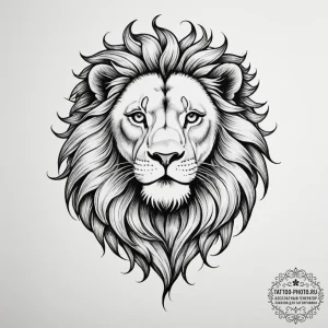 Tattoo sketch a leo lion, with a subtle symbo... - эскиз тату (№1755215859_0, 14.08.2025 23:57) — tattoo-photo.ru
