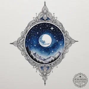 Tattoo design: a watercolor lunitsa in shades... - эскиз тату (№1755216259_0, 15.08.2025 00:04) — tattoo-photo.ru