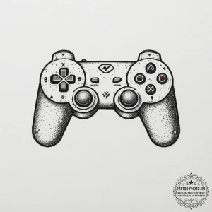 Tattoo sketch a gamepad d-pad with directions... - эскиз тату (№1755217686_0, 15.08.2025 00:28) — tattoo-photo.ru