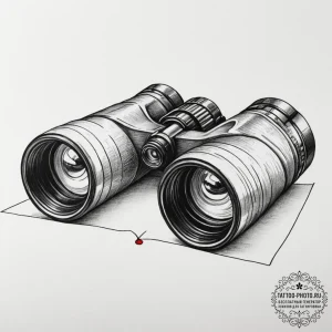 Tattoo sketch a pair of binoculars focused on... - эскиз тату (№1755218479_0, 15.08.2025 00:41) — tattoo-photo.ru