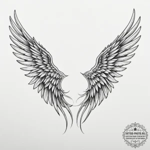 Tattoo sketch an angel's wing on each partner... - эскиз тату (№1755218677_0, 15.08.2025 00:44) — tattoo-photo.ru