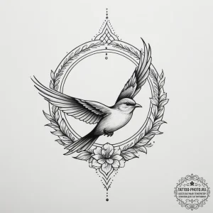 Swift, tattoo drawing outline, on a clean whi... - эскиз тату (№1755222910_0, 15.08.2025 01:55) — tattoo-photo.ru