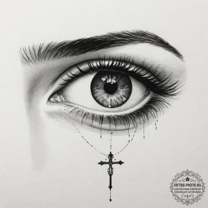 A close-up of a person's eye with heterochrom... - эскиз тату (№1755223110_0, 15.08.2025 01:58) — tattoo-photo.ru