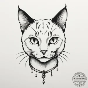 Tattoo sketch a stylized black cat, alluring... - эскиз тату (№1755223314_0, 15.08.2025 02:01) — tattoo-photo.ru